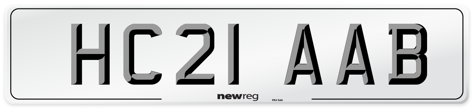 HC21 AAB Number Plate from New Reg